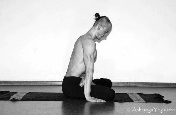 Urdhva Kukkutasana B Vinyasa in - Ashtanga Vinyasa Yoga transcends gravity in Advanced A Series (Sthira Bhaga). 