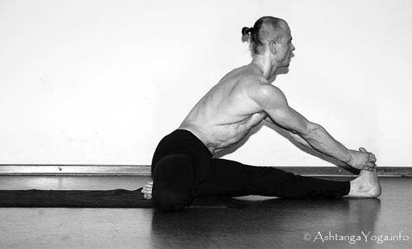 Viranchyasana B - Ashtanga Vinyasa Yoga transcends gravity in Advanced A Series (Sthira Bhaga). 