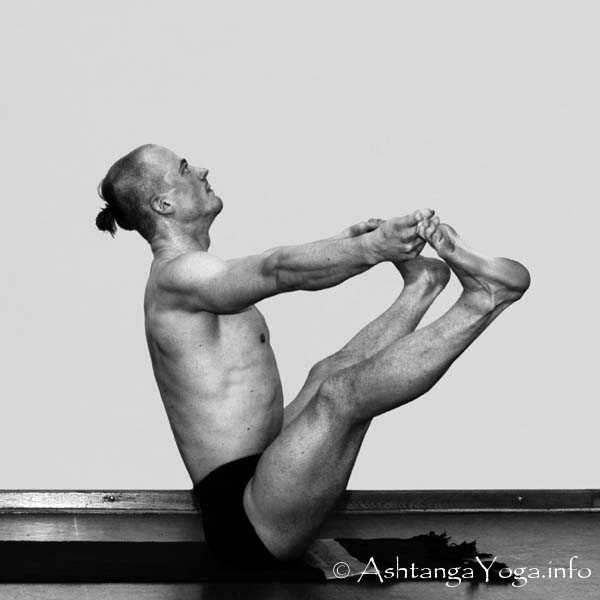 Supta Konasana Vinyasa out - Primary Series (=Yoga Chikitsa / first series) is said to be the most demanding Part of Ashtanga Vinyasa Yoga. - Because it is the first series you learn as a beginner.... and every begin is hard.