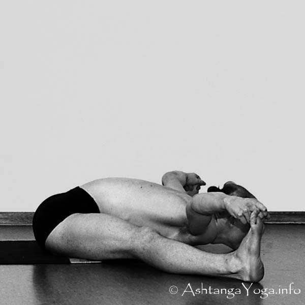 Supta Konasana Vinyasa out - Primary Series (=Yoga Chikitsa / first series) is said to be the most demanding Part of Ashtanga Vinyasa Yoga. - Because it is the first series you learn as a beginner.... and every begin is hard.